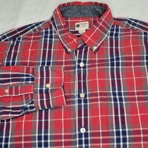 J Crew Shirt Mens Large Long Sleeve Button Up  Casual Collared Plaid Red And Blu